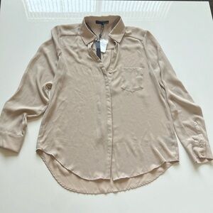 Beige long sleeve button down shirt